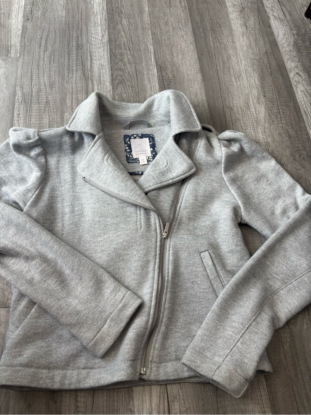 LC Lauren Conrad Light Gray Zip-Front Moto Jacket